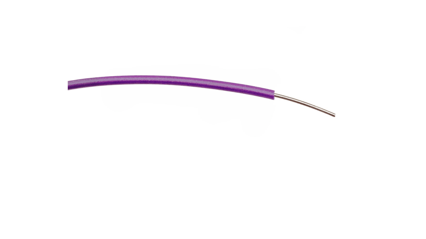 Cable de conexión RS PRO, área transversal 0,3 mm² Filamentos del Núcleo 1/0,6 mm Morado, 1.000 V ac, long. 100m