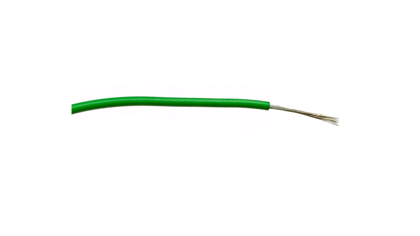 RS PRO Green 0.5 mm² Hook Up Wire, 16/0.2 mm, 100m, PVC Insulation