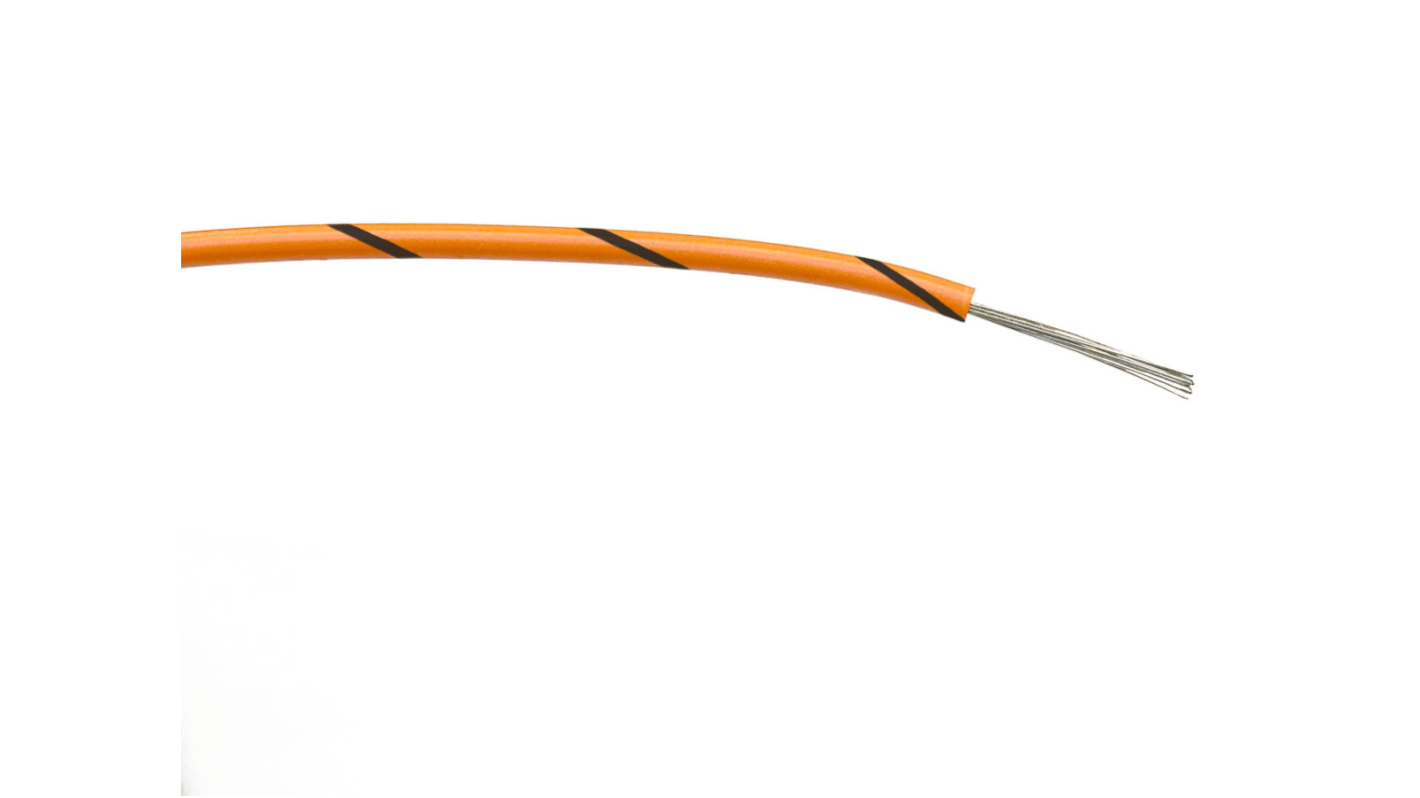 RS PRO Black/Orange 0.5 mm² Hook Up Wire, 16/0.2 mm, 100m, PVC Insulation