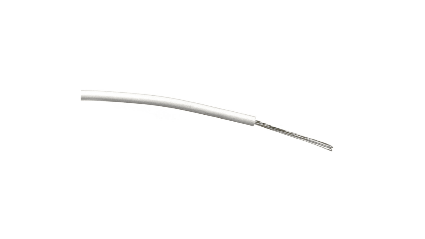 RS PRO White 0.5 mm² Hook Up Wire, 16/0.2 mm, 100m, PVC Insulation