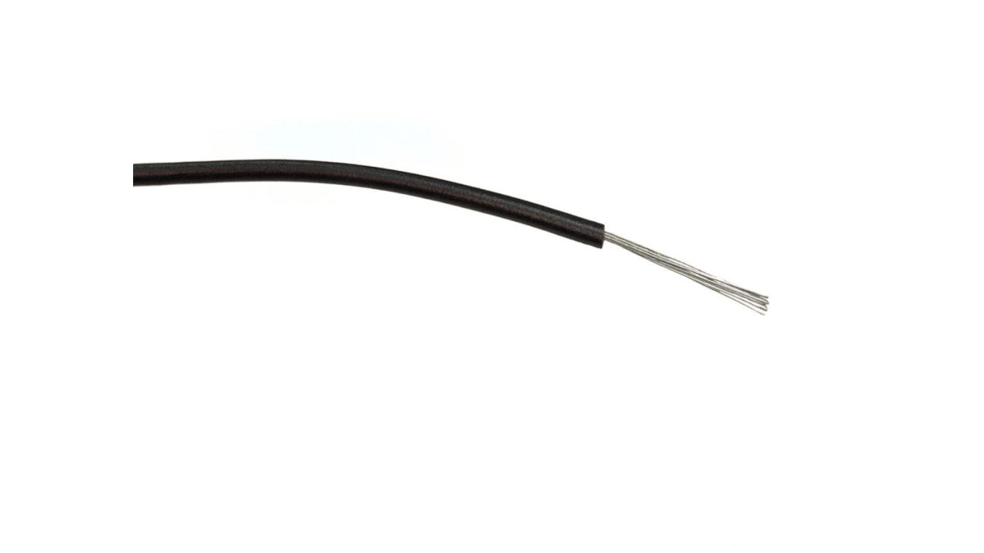 RS PRO Black 0.75 mm² Hook Up Wire, 24/0.2 mm, 100m, PVC Insulation