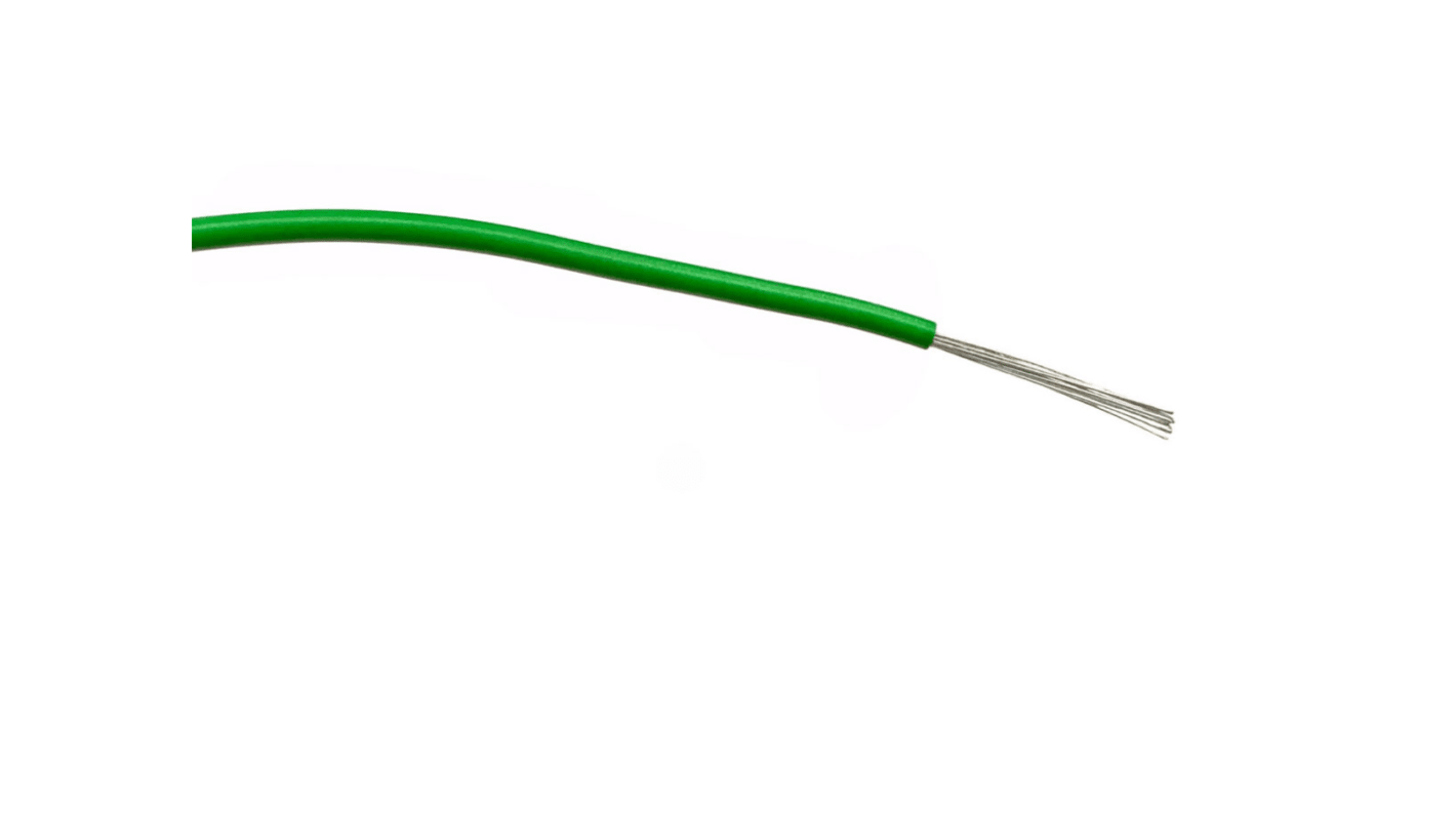 Cable de conexión RS PRO, área transversal 1 mm² Clase 5 BS EN 60228 Filamentos del Núcleo 32/0,2 mm Verde, 1.000 V ac,