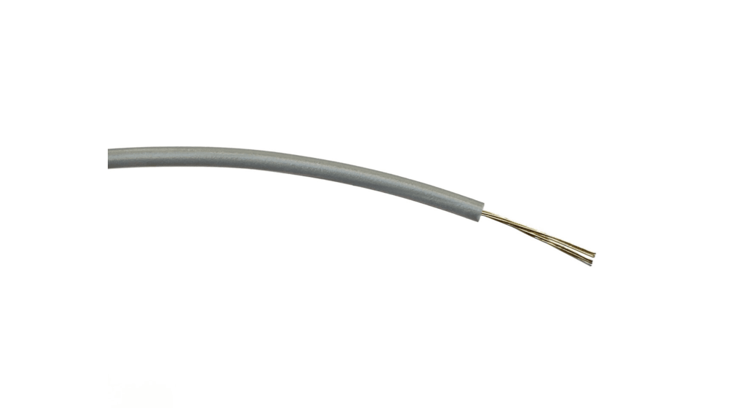 RS PRO Grey 0.22mm² Hook Up Wire, 7/0.2 mm, 100m, PVC Insulation