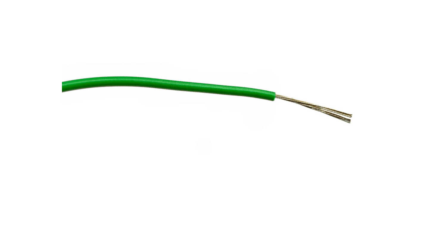 Cable de conexión RS PRO, área transversal 0,22 mm² Clase 5 BS EN 60228 Filamentos del Núcleo 7 / 0,2 mm Verde, 1.000 V