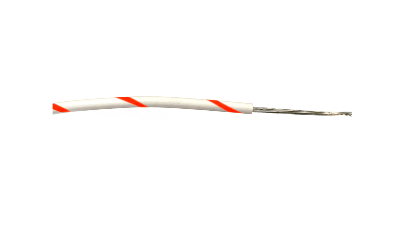 Cable de conexión RS PRO, área transversal 0,22 mm² Clase 5 BS EN 60228 Filamentos del Núcleo 7 / 0,2 mm Rojo/Blanco,