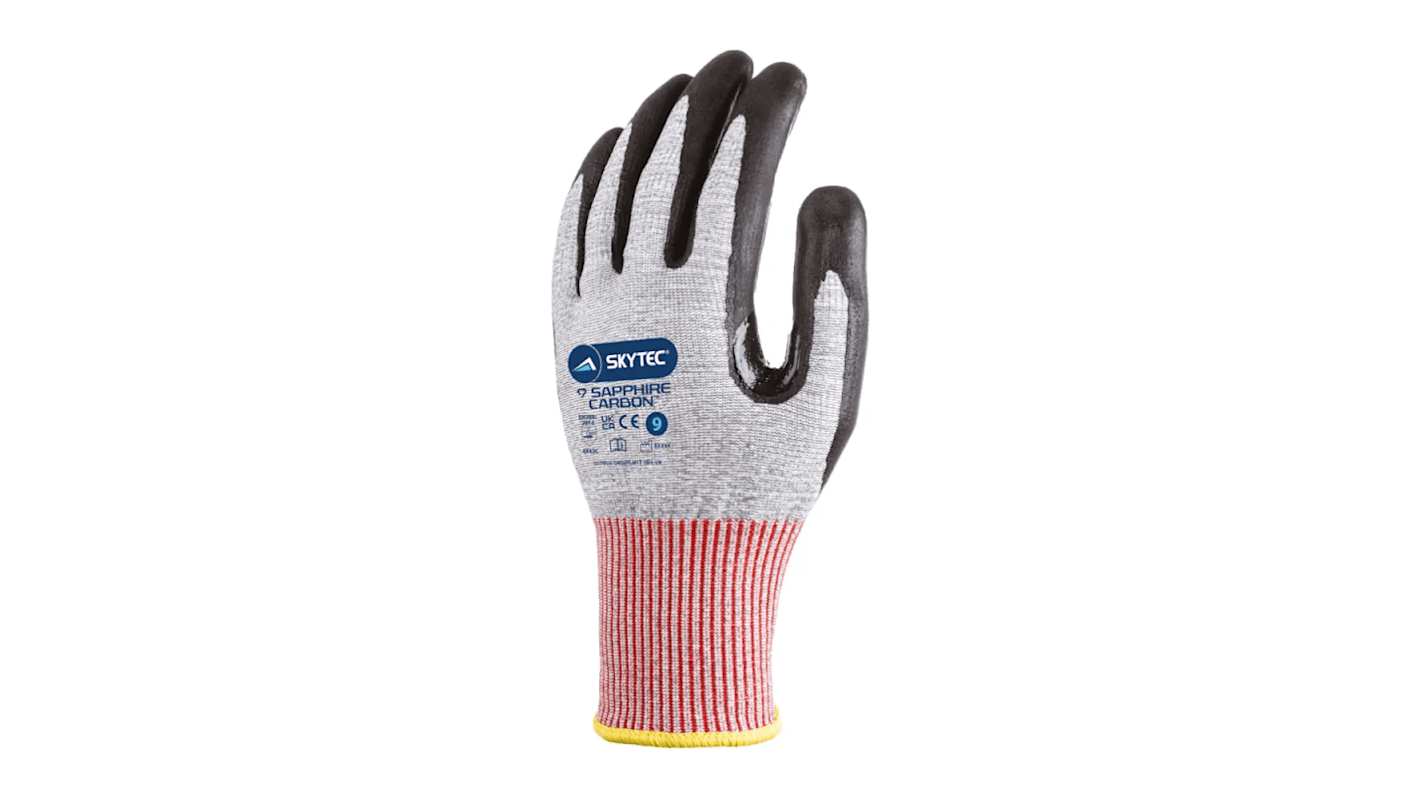 Gants de manutention Skytec Sapphire Carbon taille 7, Résistant aux coupures, Noir, gris