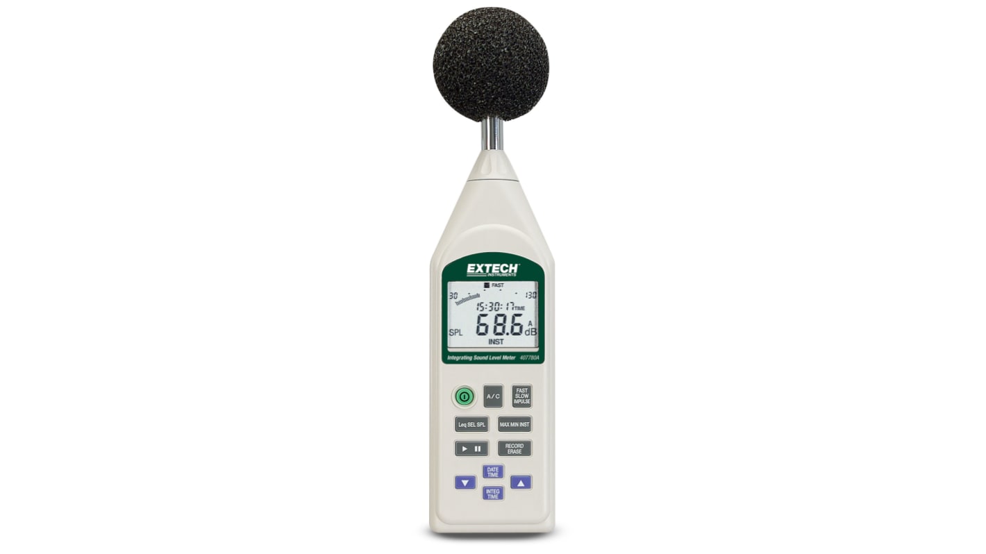 Extech  Datalogging Sound Level Meter, 30dB to 130dB, 8kHz max