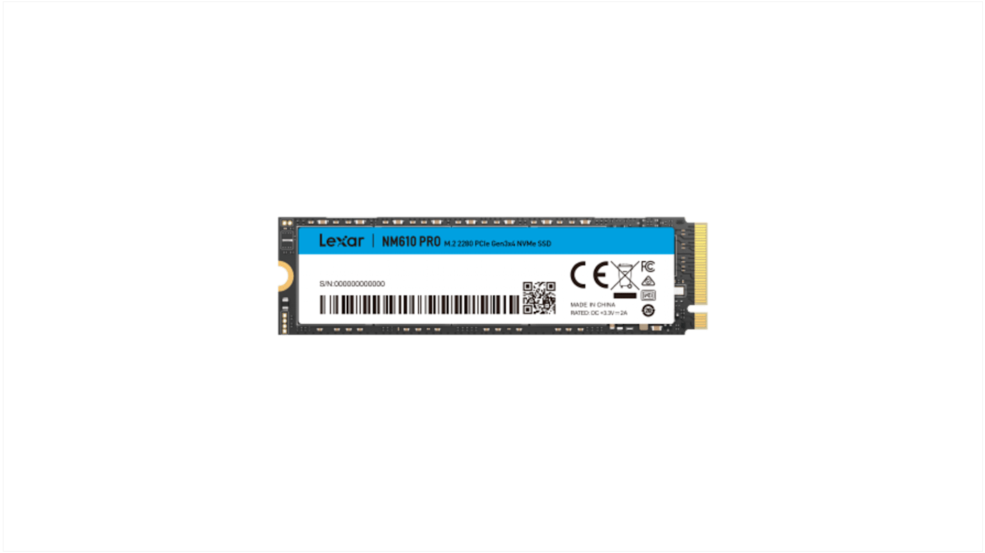 Lexar, M.2 2280 Intern SSD PCIe Gen3 Industrieausführung, QLC, 500 GB, SSD
