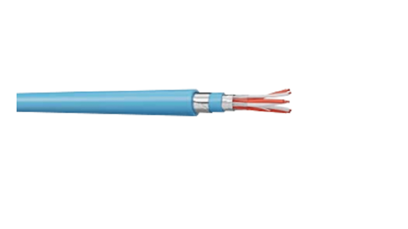 AXINDUS INSTRUM Control Cable, 3 Cores, 0.9 mm, EGFA, Screened, 100m, Blue PVC Sheath