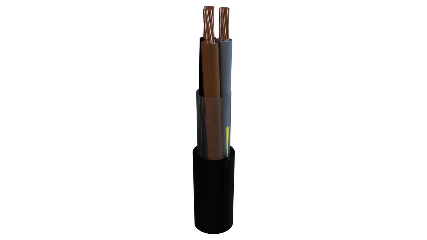 AXINDUS 2 Core Power Cable, 1.5 mm², 100m, Black Flame Retardant Halogen Free Polyolefin Compound Sheath, Marineline