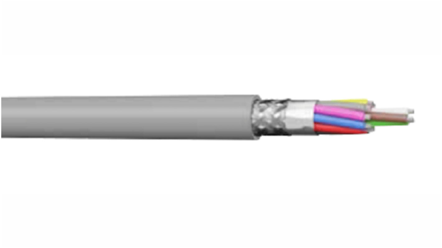 AXINDUS MC22E Control Cable, 8 Cores, 0.22 mm², Screened, 100m, Grey PVC Sheath, AWG24