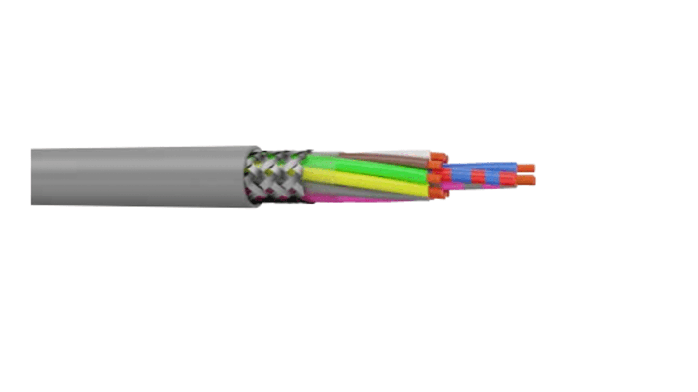 AXINDUS HIFLEX-CY Control Cable, 27 Cores, 1 mm², LiYCY, Screened, 100m, Grey PVC Sheath