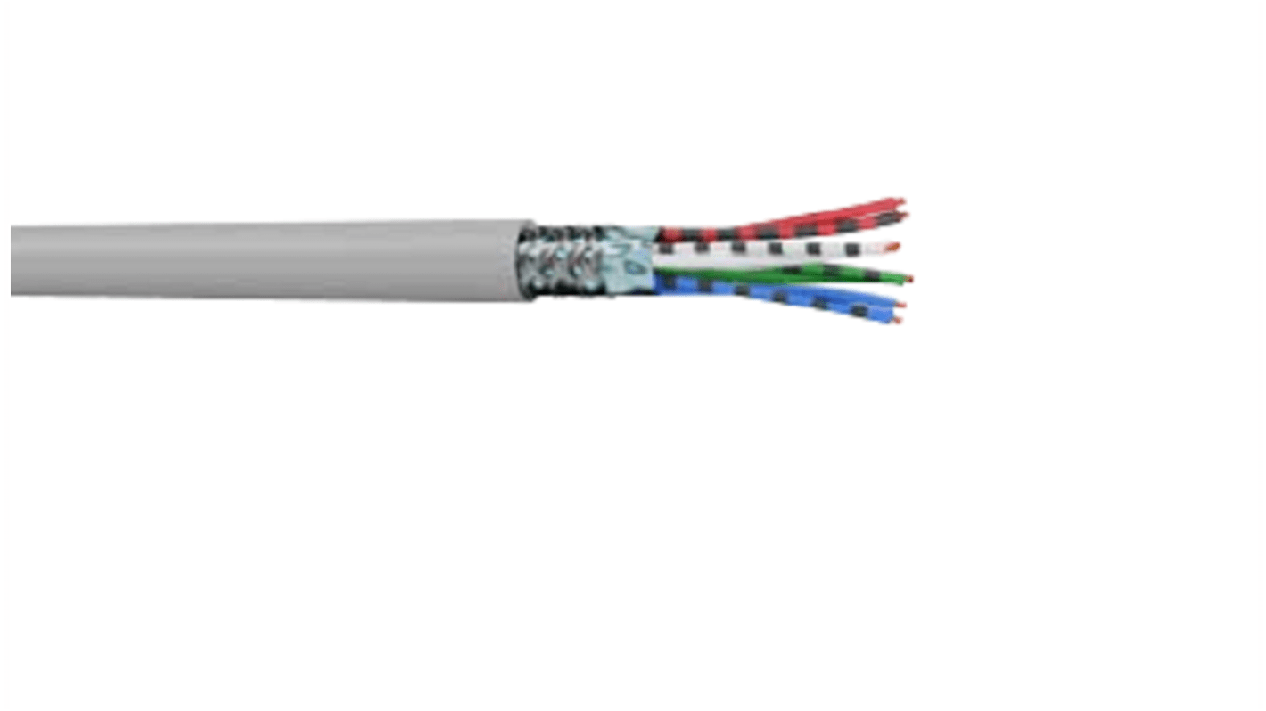 AXINDUS MP22E Control Cable, 24 Cores, 0.22 mm², Screened, 12 x 2x 0.22mm, Grey PVC Sheath