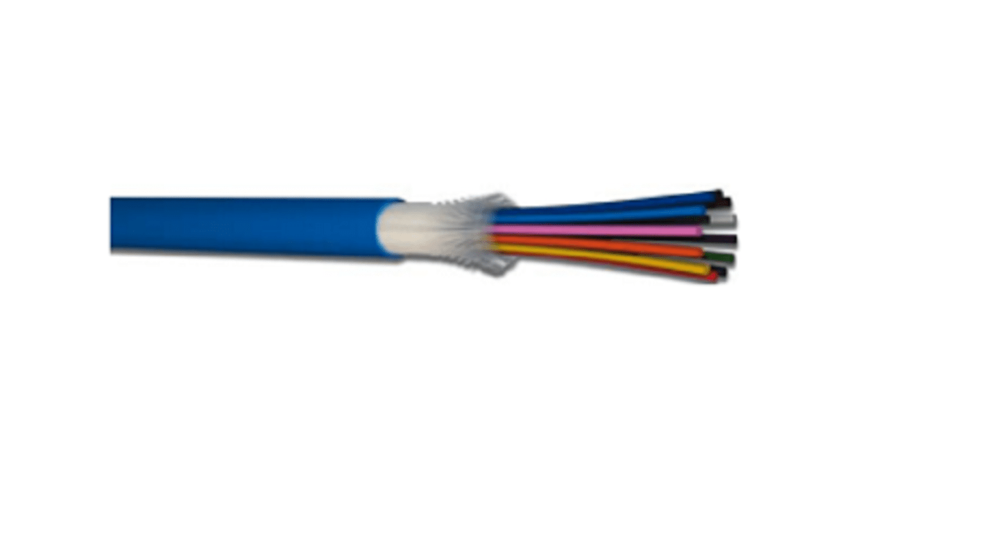 Cable de fibra óptica CAE Multimedia Connect OM3, long. 100m, funda de Baja emisión de humos y libre de halógenos Azul