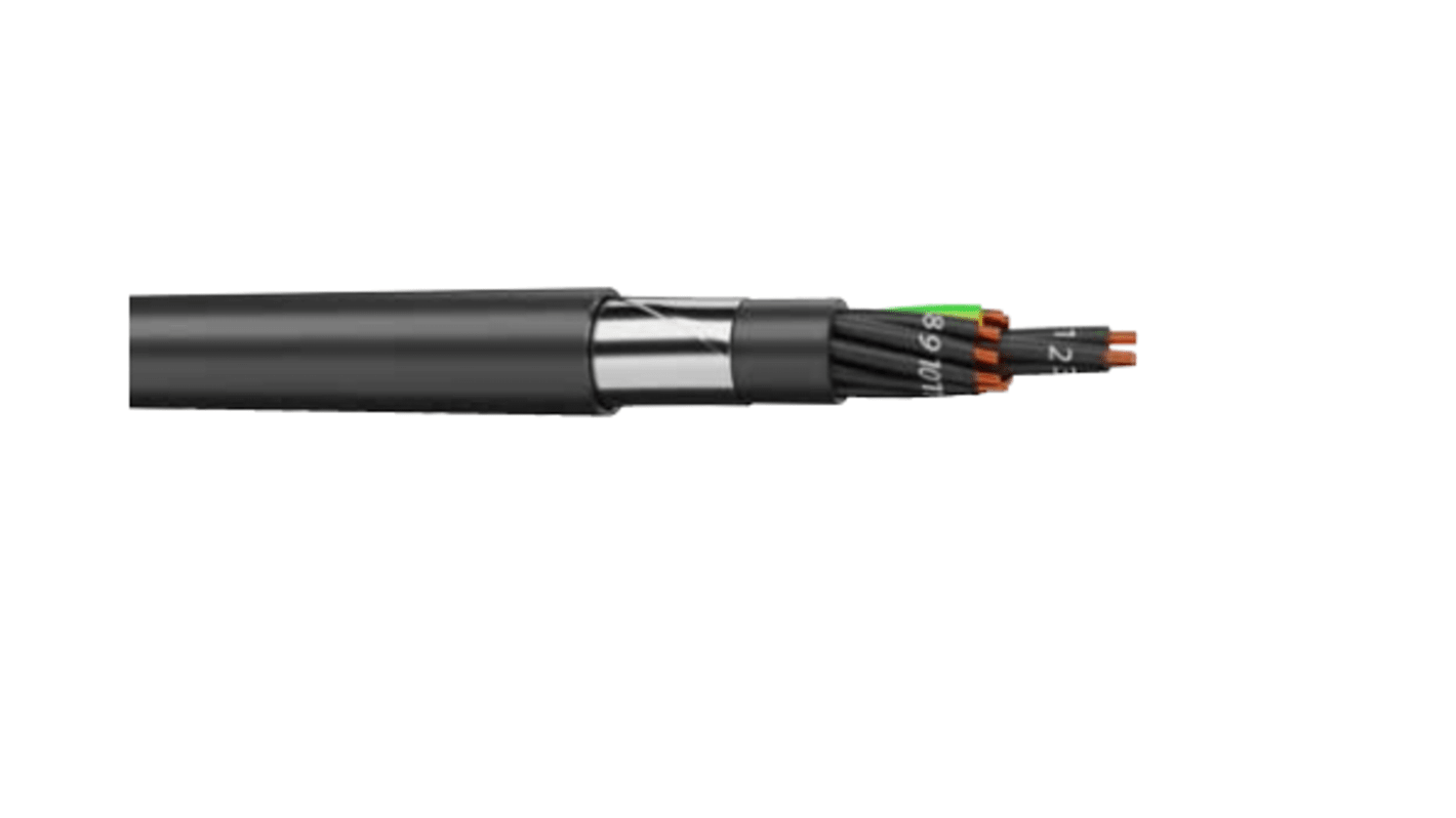 Cable Armado armado Blindado AXINDUS de 19 núcleos, 1,5 mm², long. 100m, 1 kV, funda de PVC, Negro