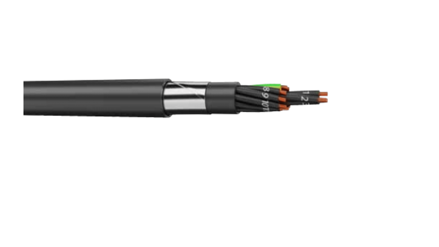 Cable Armado armado Blindado AXINDUS de 5 núcleos, 1,5 mm², long. 100m, 1 kV, funda de PVC, Negro