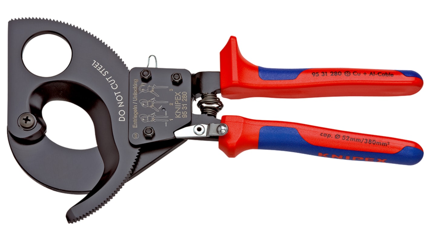 Cortacables con trinquete Knipex, long. total 280 mm