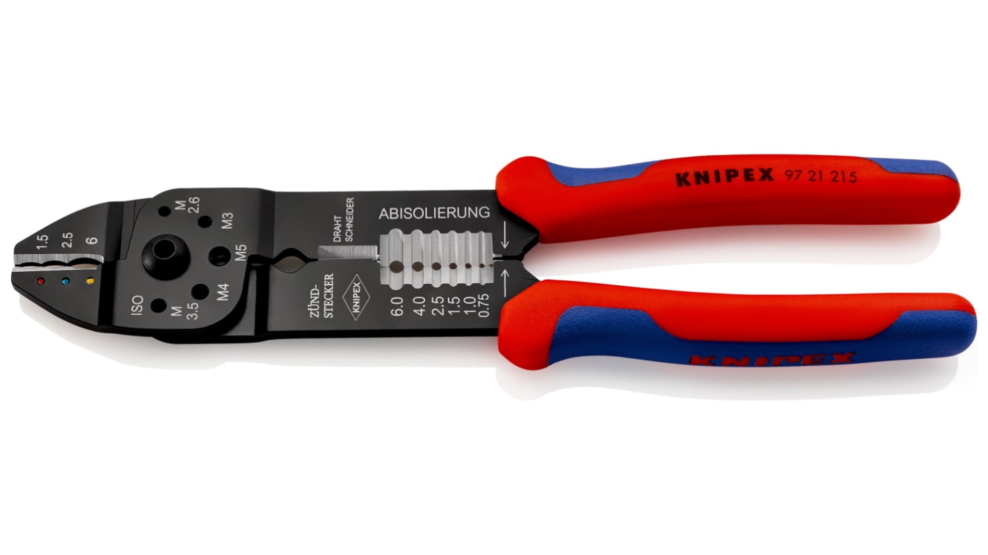 Knipex 97 Hand Crimpzange 0,5mm² / 20AWG → 6 mm² / 10AWG, 0,5 → 6mm² / 20 → 10AWG für Isolierte