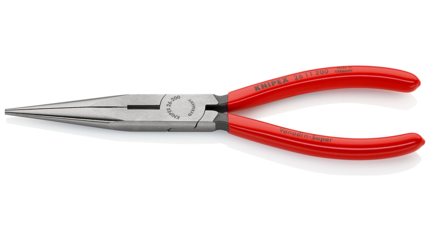 26 11 200 Knipex Nose pliers, 200 mm Overall, Straight Tip, 73mm Jaw RS