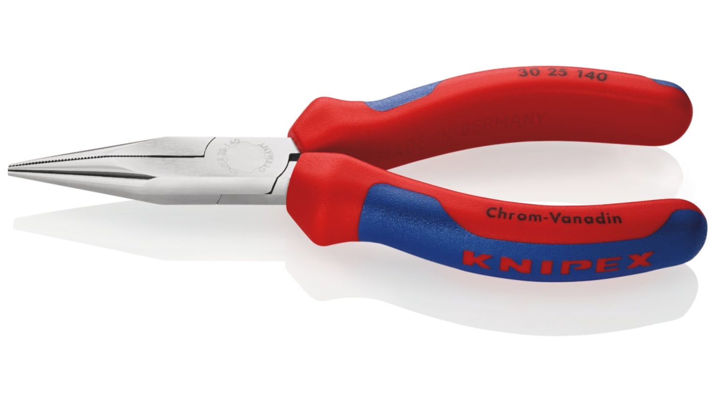 Knipex Long Nose Pliers, 145 mm Overall, Straight Tip, 42mm Jaw