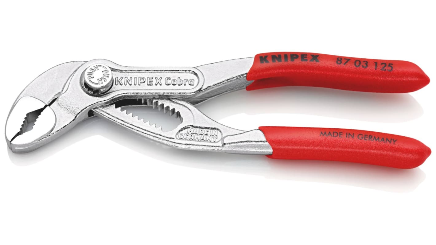 Knipex Cobra® Hightech Water Pump Pliers, 125 mm Overall, Angled Tip