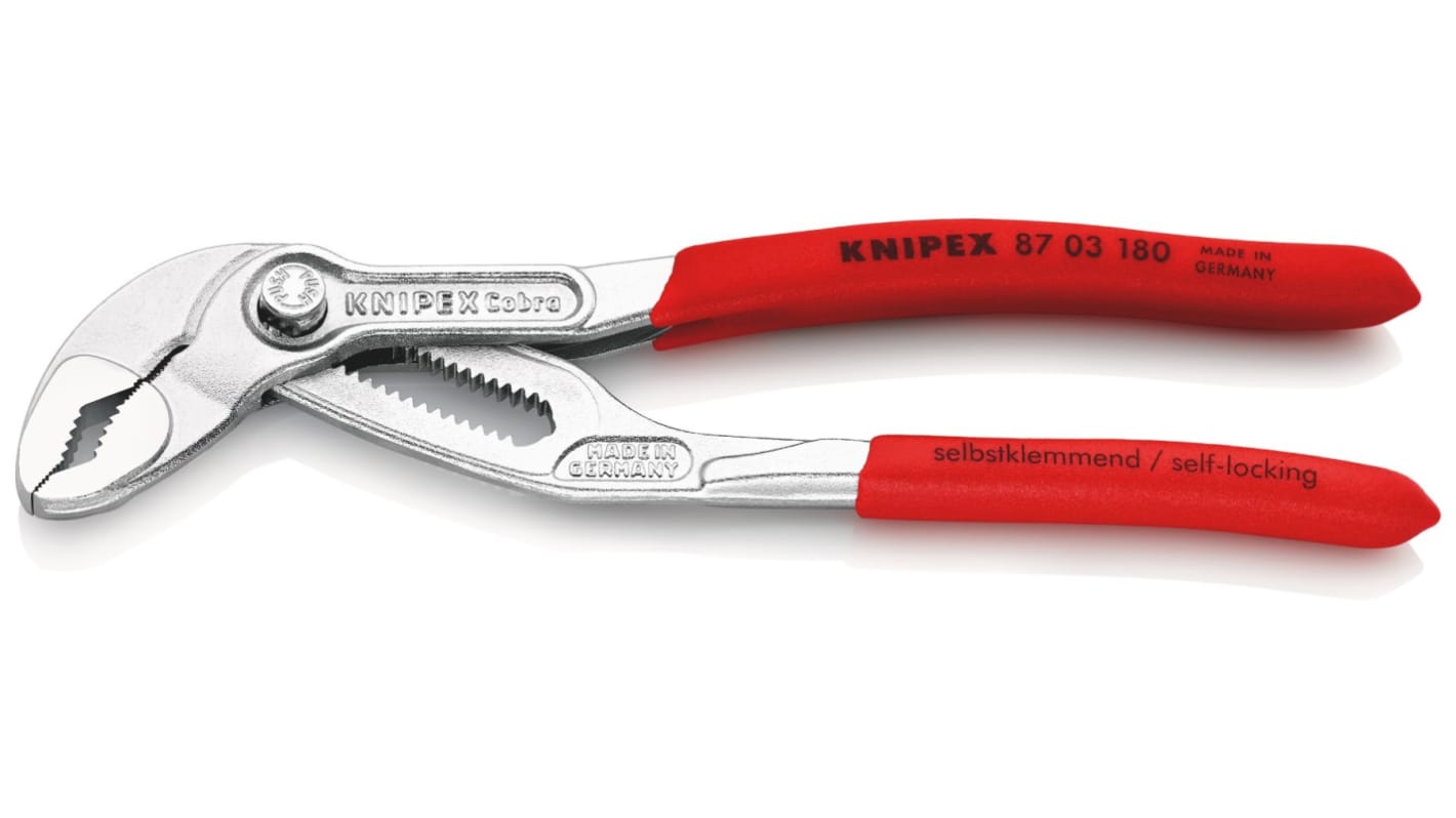 Knipex Cobra® Hightech Water Pump Pliers, 180 mm Overall, Angled Tip