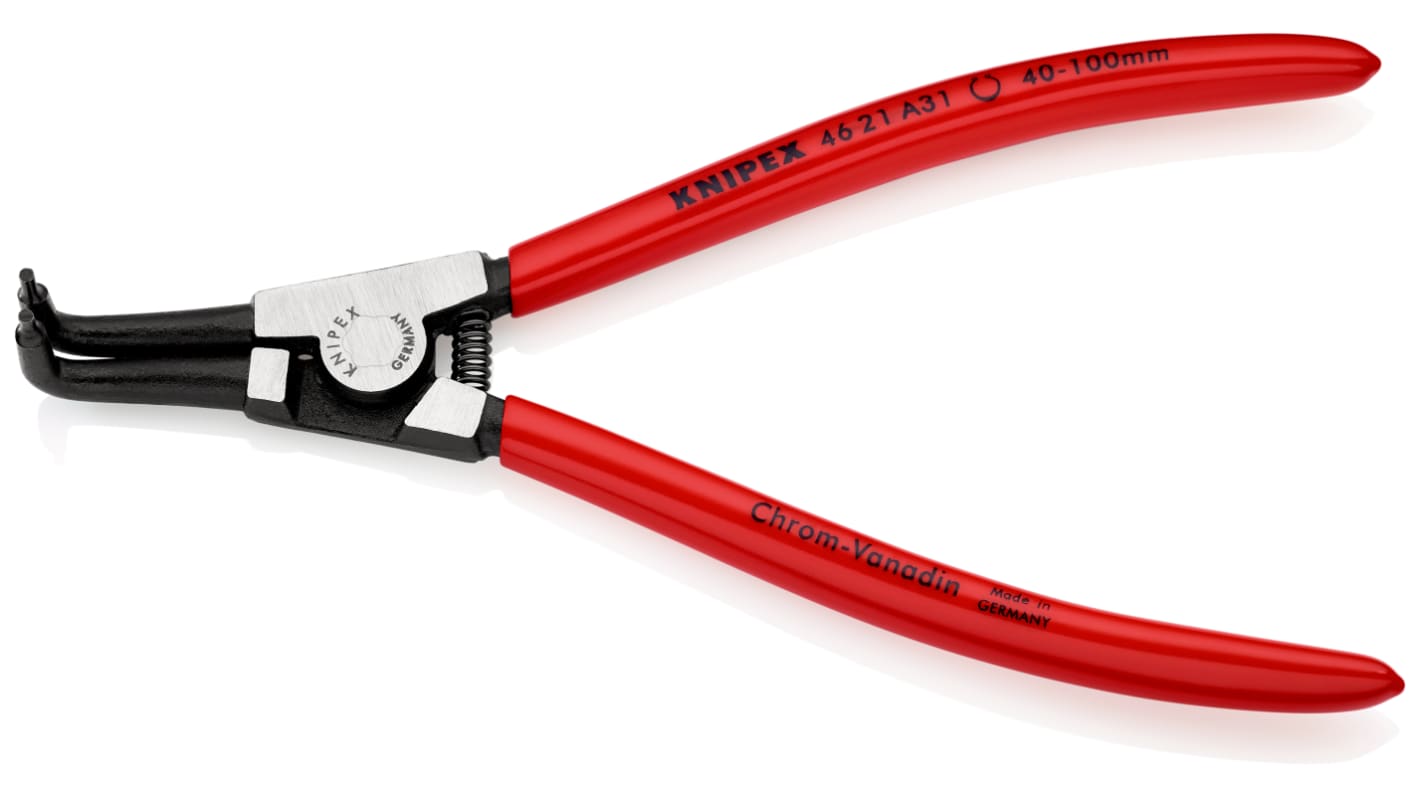 Knipex 46 21 A31 Circlip Pliers, 200 mm Overall, Angled Tip