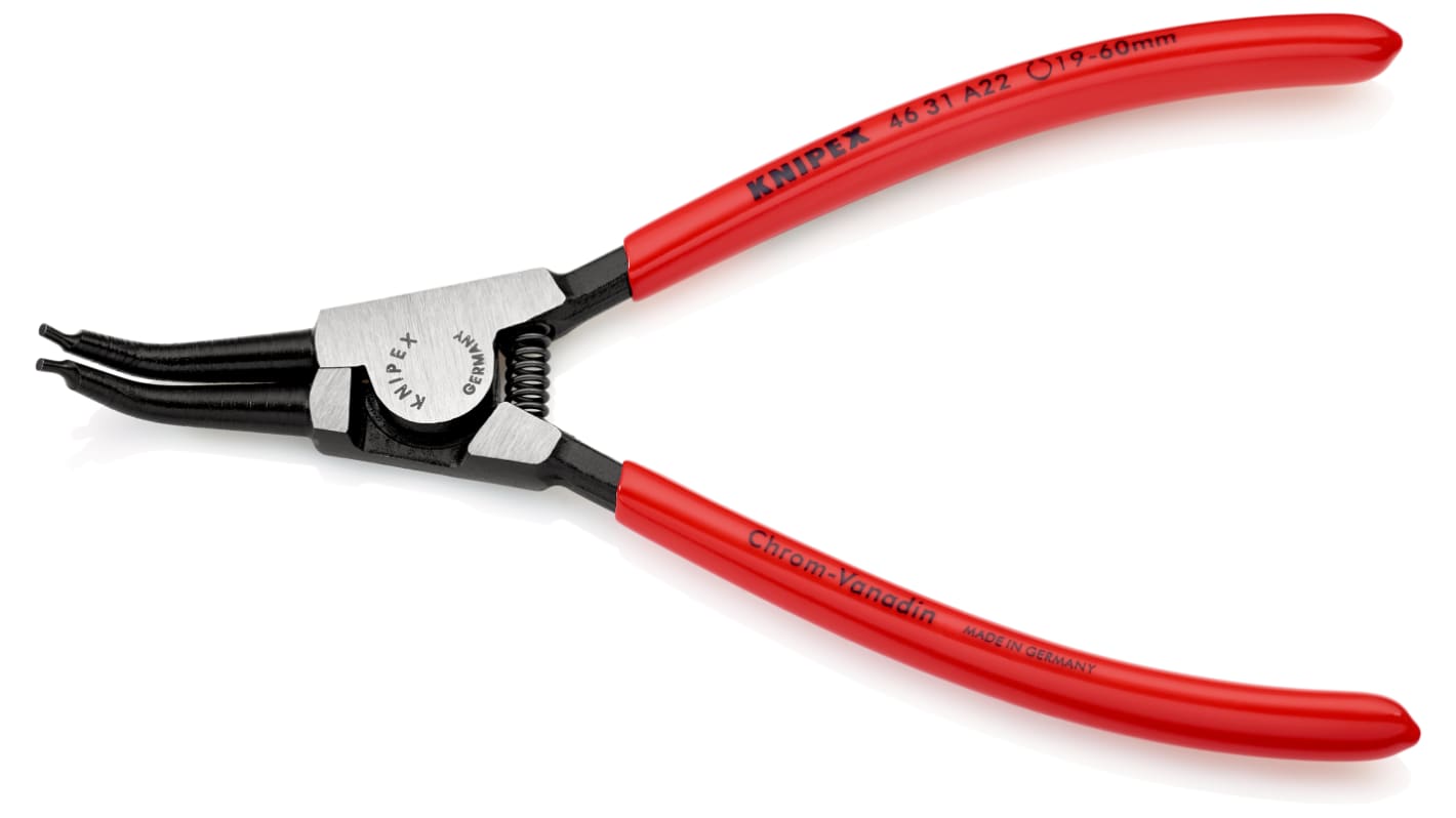 Knipex 46 31 A22 Circlip Pliers, 185 mm Overall, Bent Tip