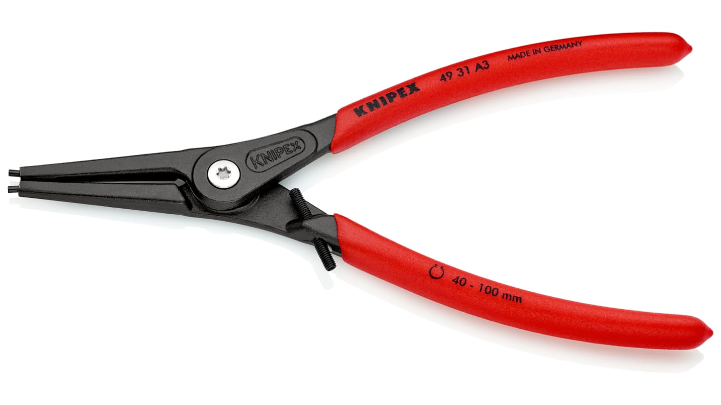 Knipex Circlip Pliers, 225 mm Overall, Straight Tip