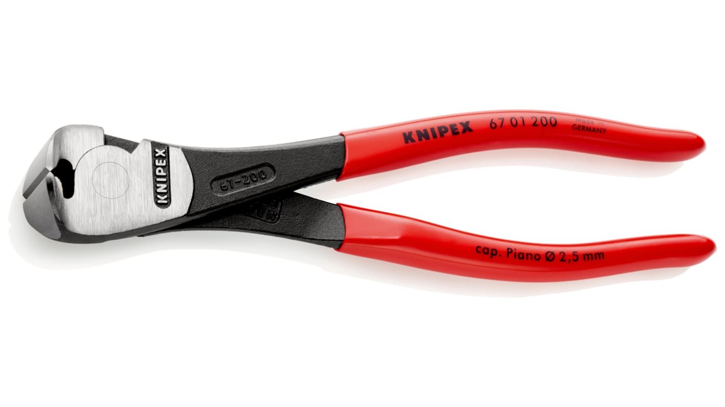 Knipex Kneifzange 200 mm, Schneidleistung Kupfer, Kunststoff: 5mm, weicher Draht: 3,8mm, Stahldraht: 3mm, Klavierdraht: