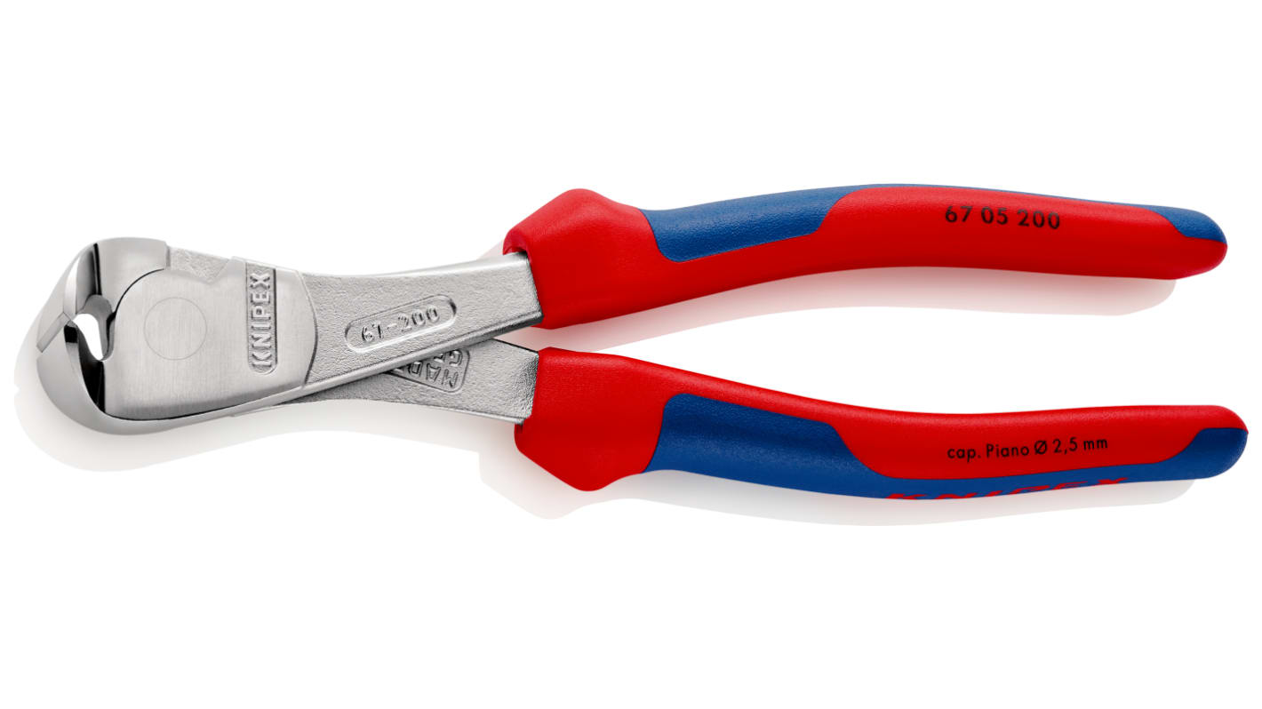 Pinces coupantes en bout Knipex L. 200 mm Capacité Cuivre, plastique : 5mm, Fil doux : 3,8mm, Fil d'acier : 3mm, Fil à