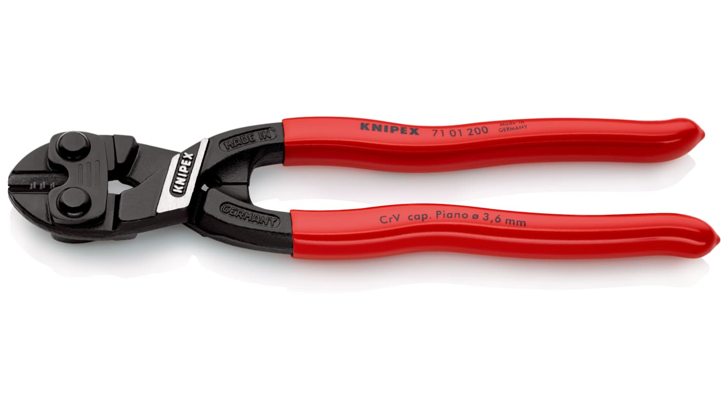 Knipex Kompakter Bolzenschneider, Verchromter Vanadium-Stahl 200 mm, Schneidkraft → 6 mm