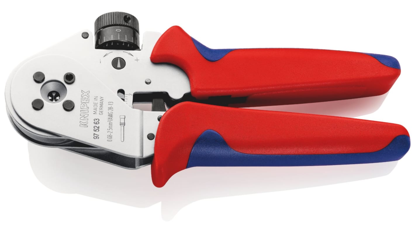 Knipex 97 Hand Ratcheting Crimp Tool for Turned Contacts, 0,08 → 2,5mm² Wire