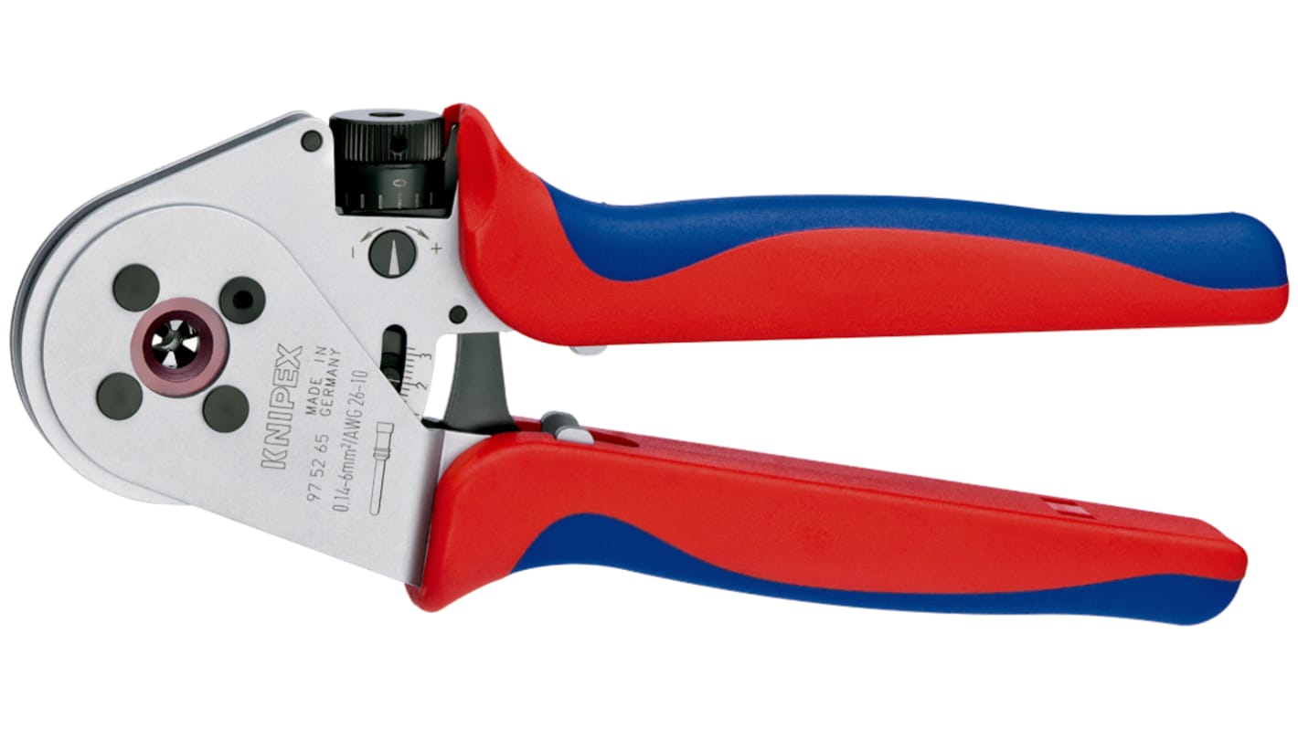 Knipex 97 Hand Crimpzange 0,14mm² / 26AWG → 6 mm² / 10AWG, 0,14 → 6mm² / 26 → 10AWG für Gedrehte