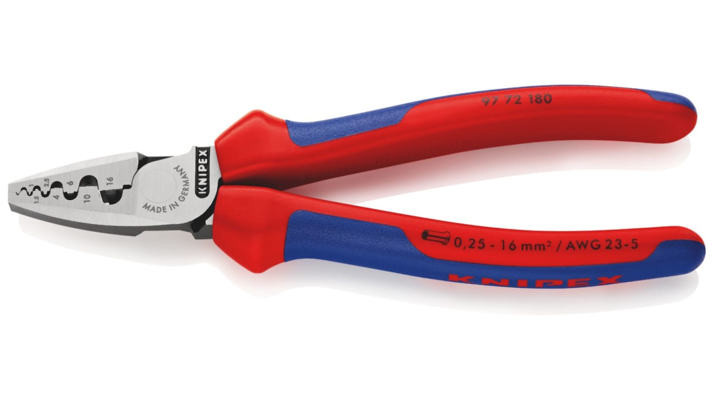 Knipex 97 Hand Crimpzange 0,25mm² / 26AWG → 16mm² / 6AWG, 0,25 → 16mm² / 26 → 6AWG für