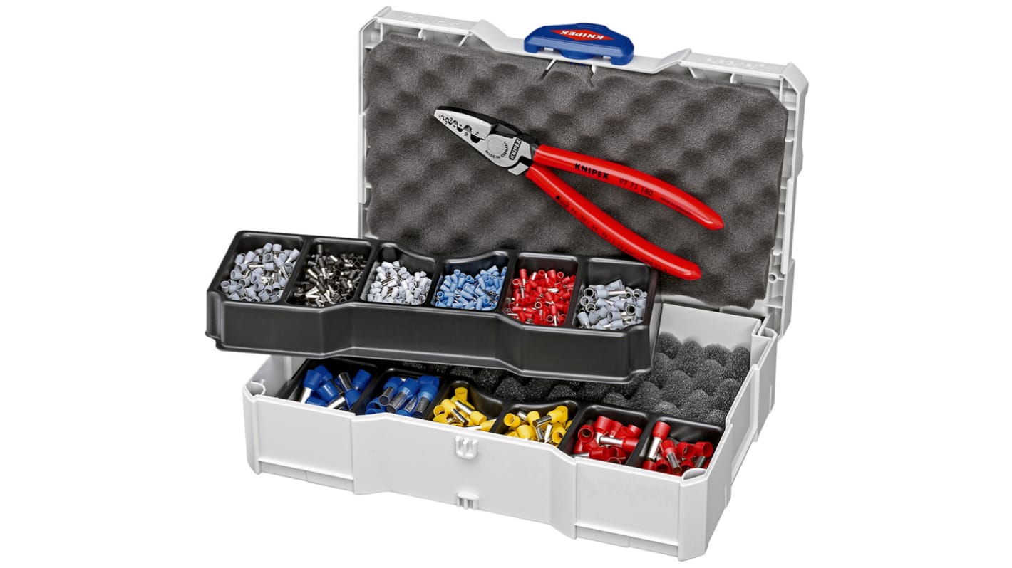 Coffret assortiment de sertissage Knipex, avec Manchons d'extrémité de câble, connecteurs, pinces à sertir