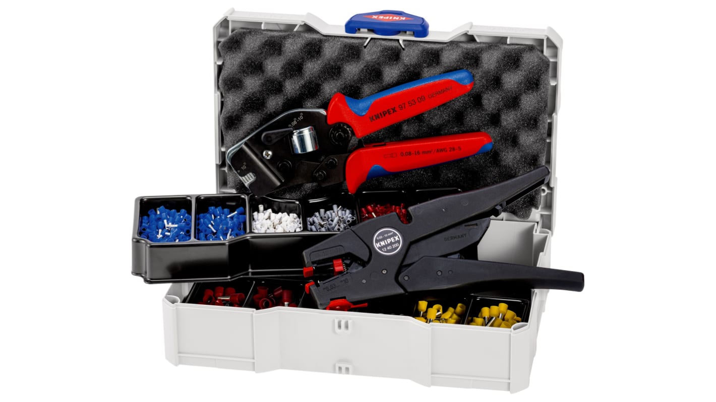 Kit terminal de crimpado Knipex, Juego de piezas surtidas de crimpado., Crimpado, Fundas de extremo de cable,