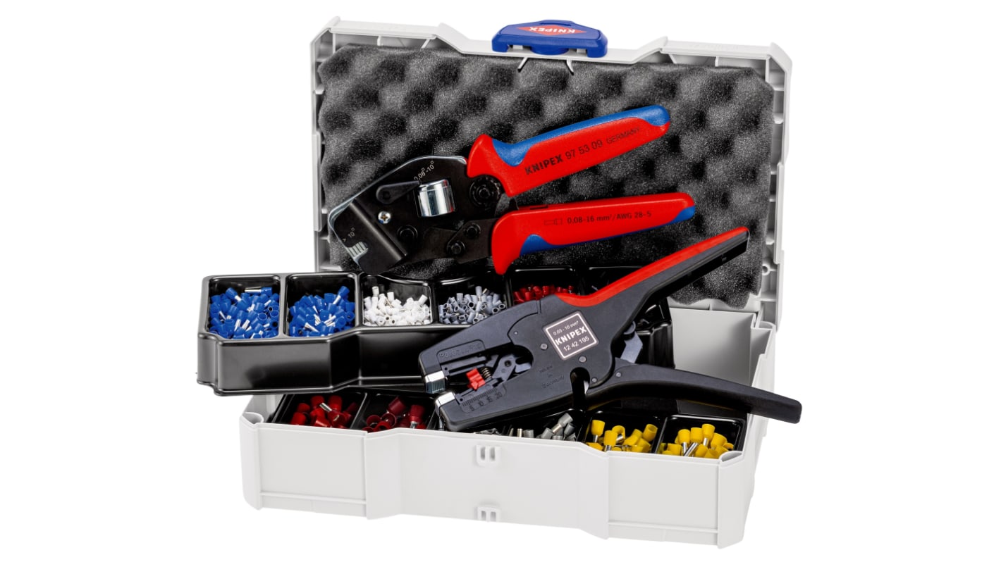 Coffret assortiment de sertissage Knipex, avec Embouts de câbles, connecteurs, pinces à sertir