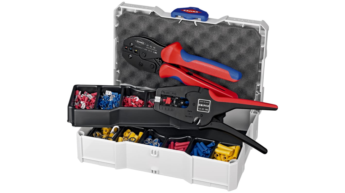 Coffret assortiment de sertissage Knipex, avec Manchons d'extrémité de câble, connecteurs, pinces à sertir