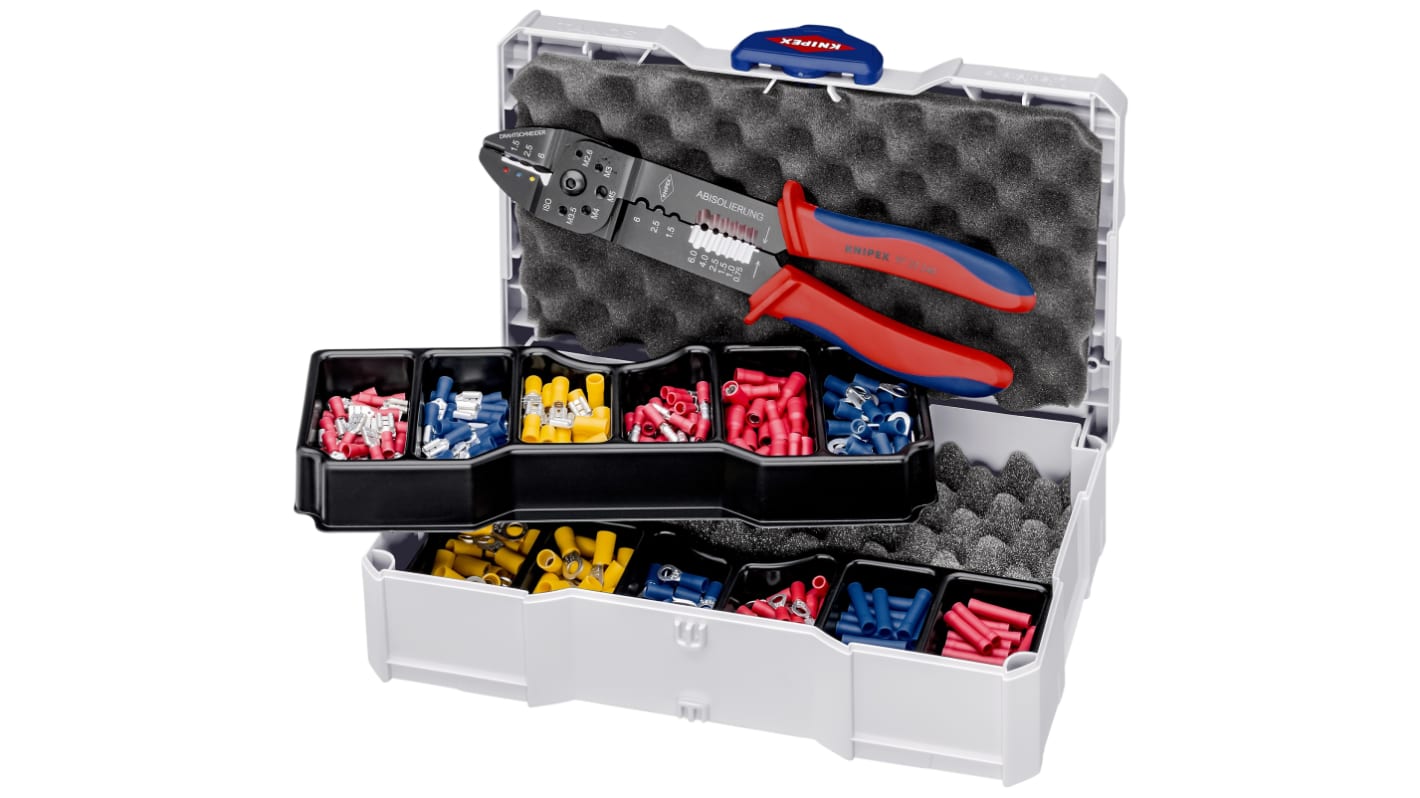 Coffret assortiment de sertissage Knipex, avec Manchons d'extrémité de câble, connecteurs, pinces à sertir