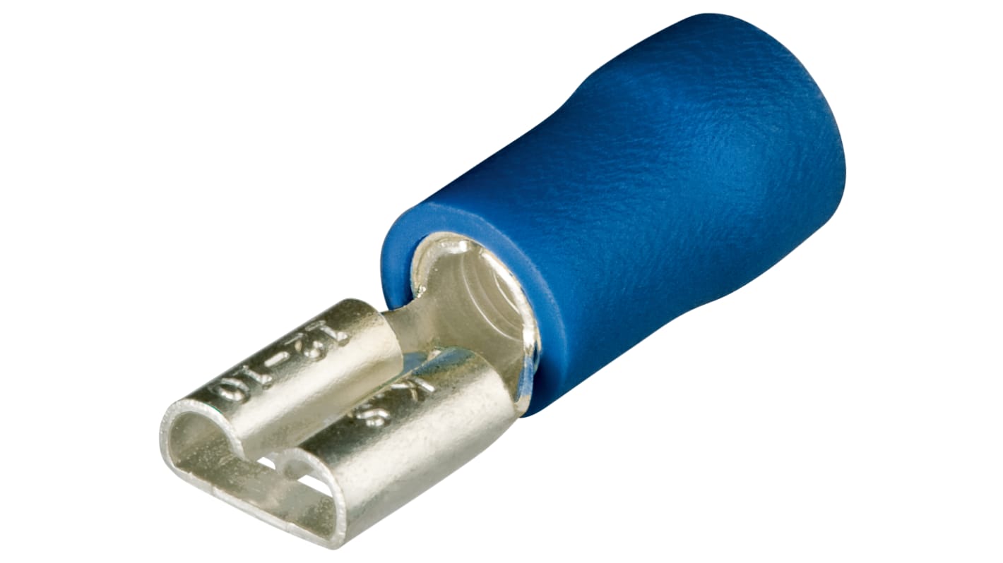 Terminal de lengüeta hembra aislado de color Azul Knipex, 1.5mm² → 2.5mm², de Latón Chapado en Estaño Latón estañado