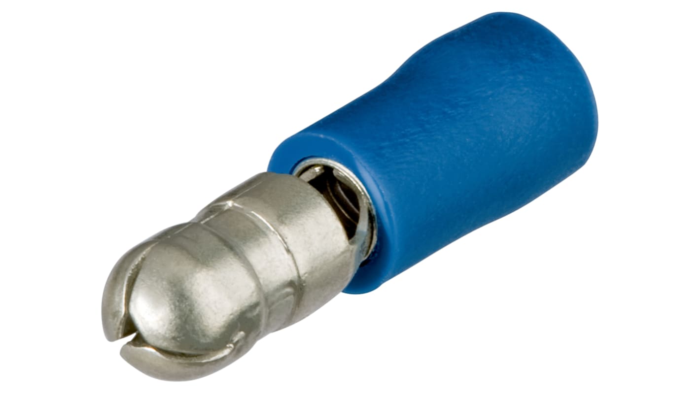 Knipex, 97 Yes, Brass Crimp Pin Connector, 16AWG to 14AWG, 5mm Pin Diameter, 120mm Pin Length, Blue