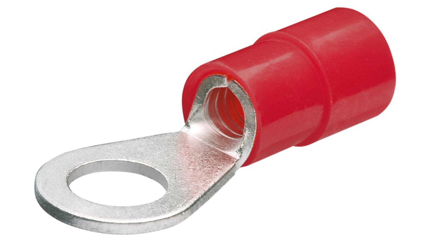 Knipex Nylon Ring Terminal, M4 Stud Size, 0,5mm² to 1mm² Wire Size, Red