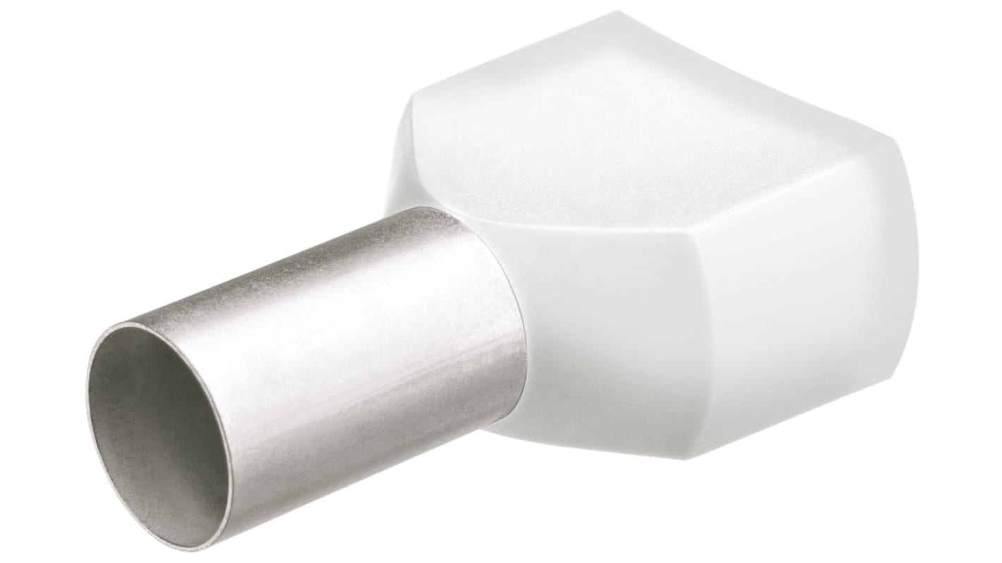 Knipex, 97 99 Insulated Ferrule, 18mm Pin Length, 1.4mm Pin Diameter, 2 x 0,5mm² Wire Size, White