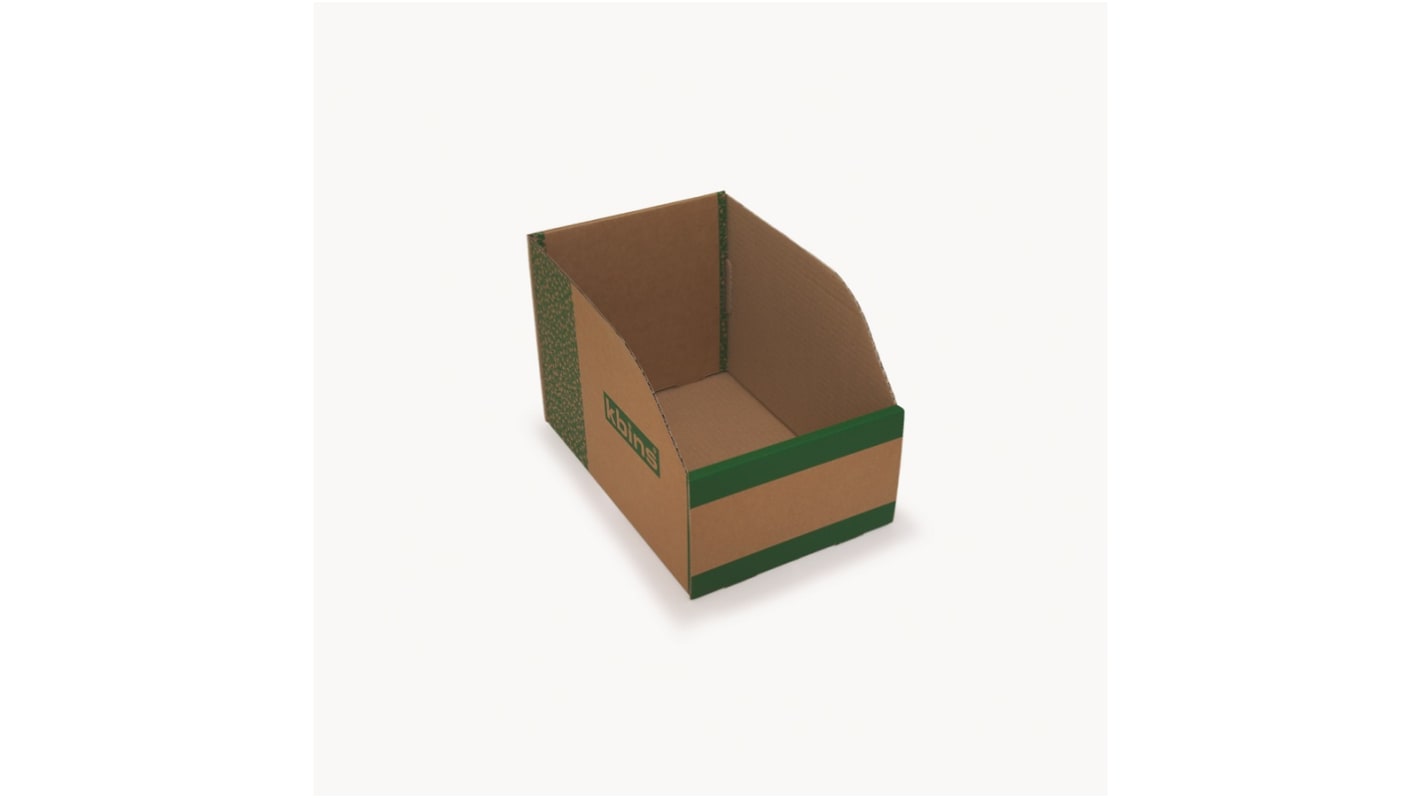 Cubo de reciclaje Kbins, Verde, Blanco de Cartón, No, 200mm x 200mm x 300mm