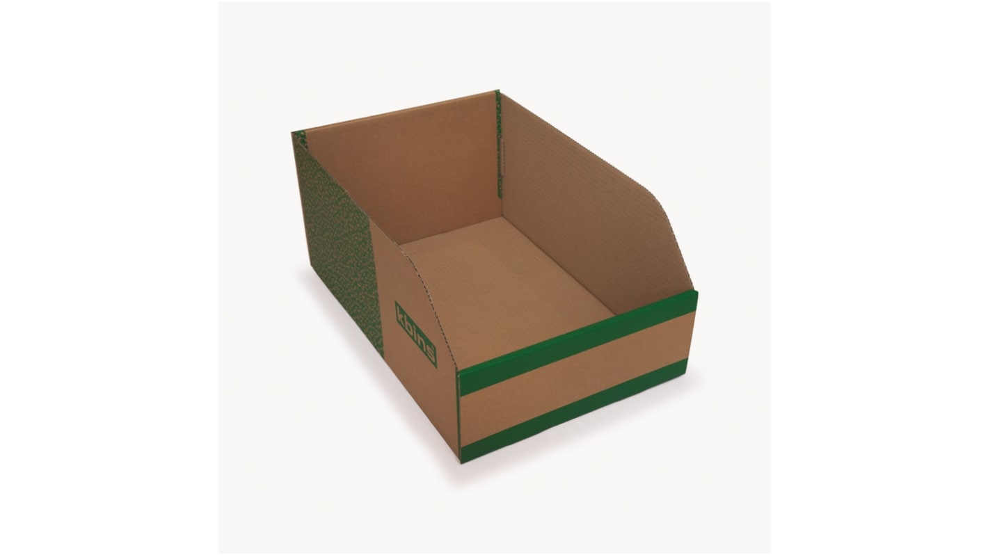 Cubo de reciclaje Kbins, Verde, Blanco de Cartón, No, 200mm x 300mm x 450mm