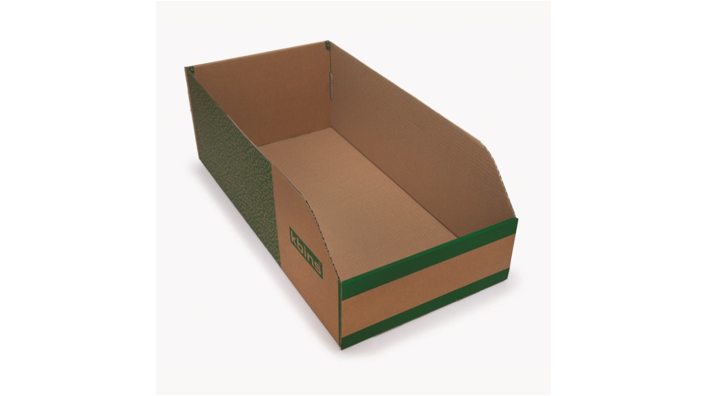 Cubo de reciclaje Kbins, Verde, Blanco de Cartón, No, 200mm x 300mm x 600mm