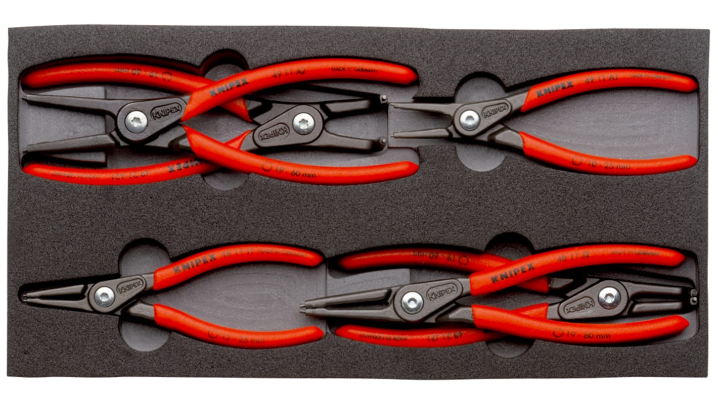 Knipex 6-Piece Circlip Plier Set, Angled, Straight Tip, 335 mm Overall