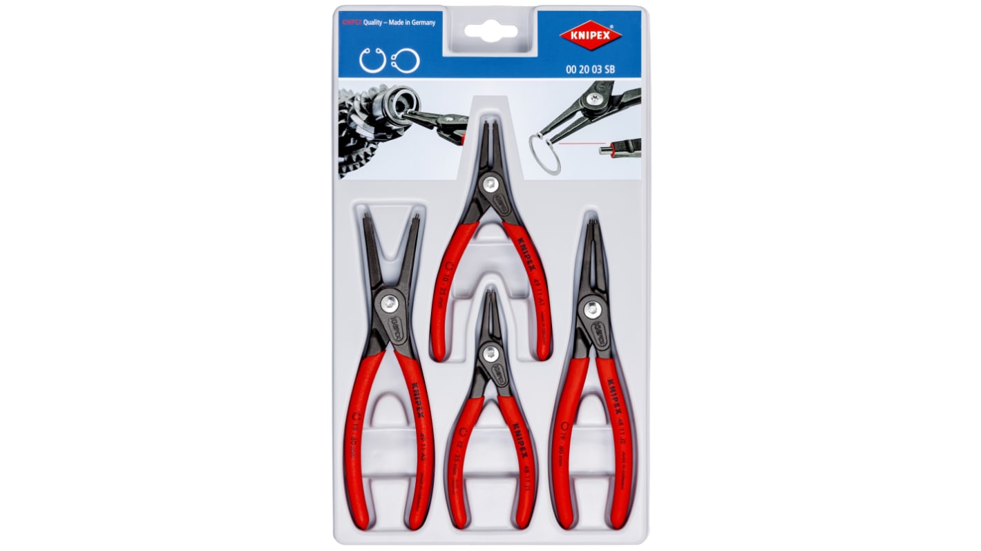 Knipex 4-Piece Circlip Plier Set, Straight Tip, 310 mm Overall