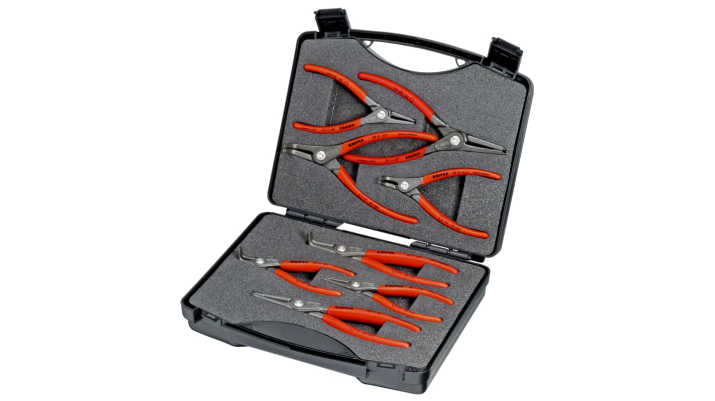 Knipex 8-Piece Circlip Plier Set, Angled, Straight Tip, 260 mm Overall